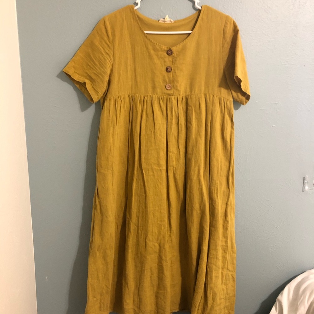Roolee Mustard Linen Dress